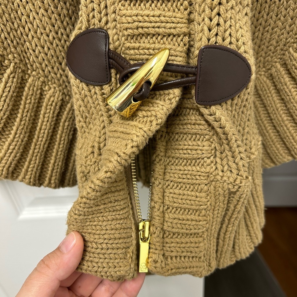 Michael Kors Brown Knit Poncho Sweater Cape Cardigan, Size S - Picture 9 of 9